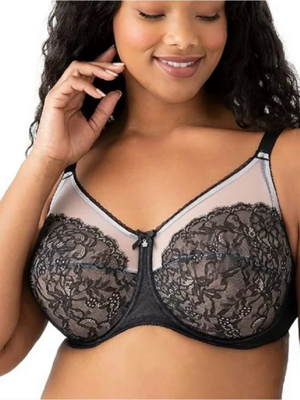 Wacoal Retro Chic Full Figure Underwire Bra Black White Size 40I